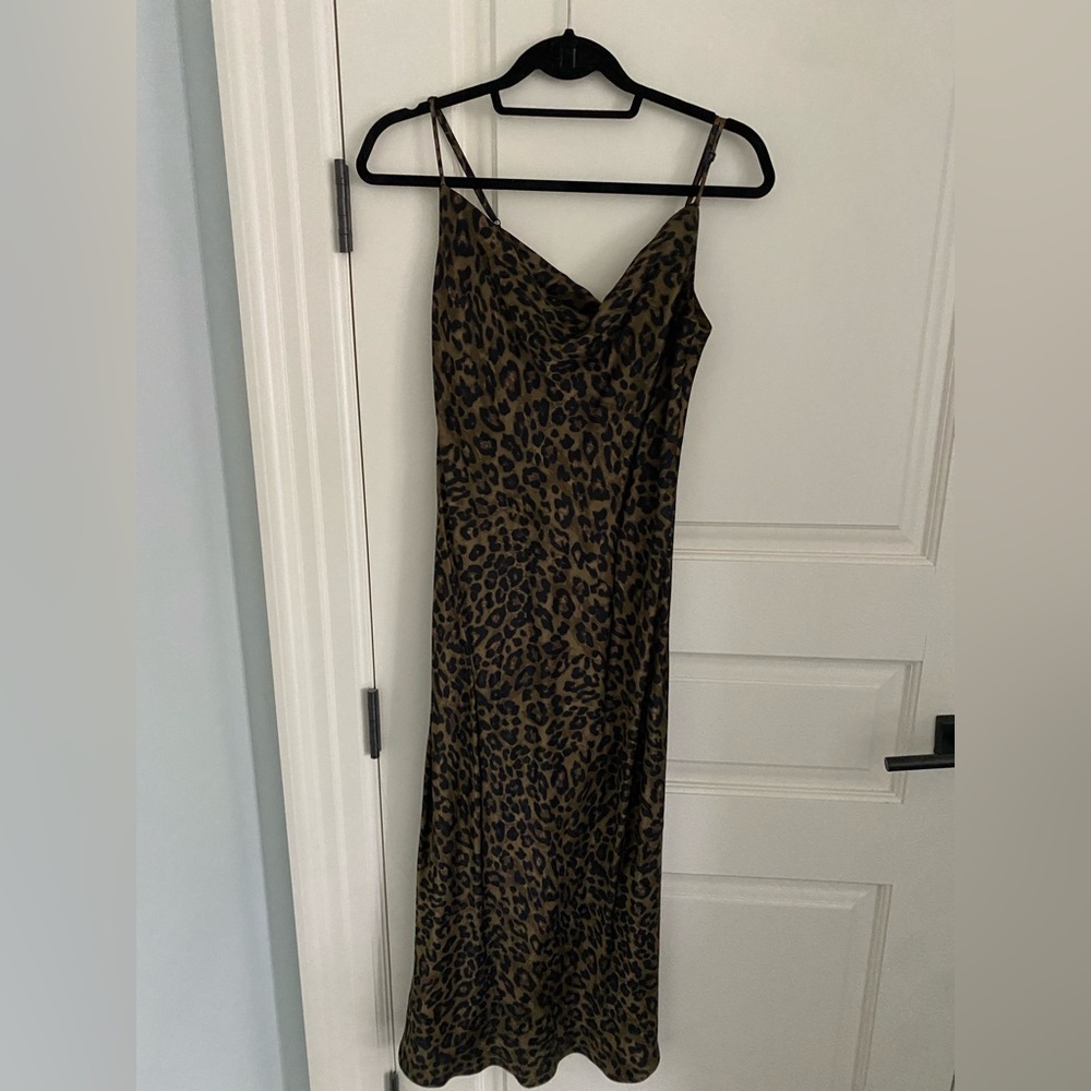 Zara leopard cowl neck dress